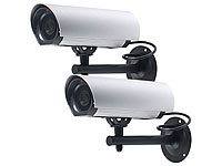 VisorTech 2er-Set Profi-Überwachungskamera-Attrappen Alu-Gehäuse mit LED