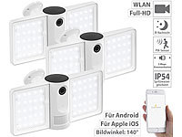 VisorTech 3er-Set Full-HD-IP-Überwachungskameras mit LED-Strahler, WLAN, App; Überwachungskameras (Funk) Überwachungskameras (Funk) Überwachungskameras (Funk) 