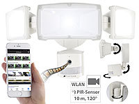 VisorTech HD-IP-Überwachungskamera m. LED-Strahler, Bewegungssensor, SD-Aufnahme; LED-Lampen mit Kamera LED-Lampen mit Kamera 