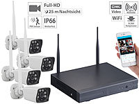 VisorTech Funk-Überwachungs-Set mit HDD-Rekorder und 4 Full-HD-Kameras, App; Überwachungskameras (Funk) Überwachungskameras (Funk) 