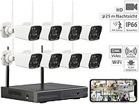 VisorTech Funk-Überwachungssystem: HDD-Rekorder, 8 Full-HD-Kameras & App-Zugriff; Überwachungskameras (Funk) Überwachungskameras (Funk) 
