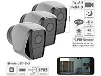 VisorTech 3 Full-HD-IP-Überwachungskameras, App, IP65; Kamera-Attrappen Kamera-Attrappen Kamera-Attrappen Kamera-Attrappen 