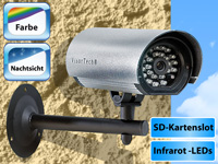 VisorTech Hochauflösende Überwachungskamera mit SD-Aufzeichnung