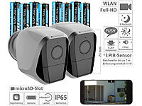 VisorTech 2er-Set Full-HD-IP-Überwachungskameras, 8 Akkus; Kamera-Attrappen Kamera-Attrappen Kamera-Attrappen Kamera-Attrappen 