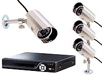 VisorTech Profi-Überwachungssystem mit HDD-Recorder & 4 IR-Kameras; Kamera-Attrappen Kamera-Attrappen 