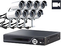 VisorTech Profi-Überwachungssystem mit HDD-Recorder & 8 IR-Kameras; Kamera-Attrappen 