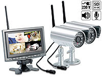VisorTech Kabelloses Überwachungssystem mit 2 IR-Funk-Kameras, PIR-Sensor