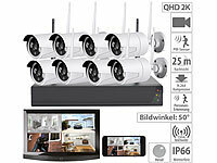 VisorTech Funk-Überwachungssystem: HDD-Rekorder, 8 QHD-Kameras, App-Zugriff; Kamera-Attrappen Kamera-Attrappen 