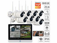 VisorTech Funk-Überwachungssystem mit Display-HDD-Rekorder und 8 IP-Kameras, App; GSM-Funk-Alarmanlagen 