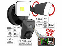 VisorTech 2K-Kamera mit 2 LED-Strahlern, 2.400lm, Sirene, Nachtsicht, WLAN, App; GSM-Funk-Alarmanlagen GSM-Funk-Alarmanlagen 