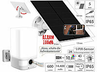 VisorTech Solar-2K-Überwachungskamera, LED-Licht, Alarm, 14,4-Ah-Akku, WLAN, App