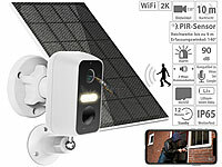 VisorTech Akku-Outdoor-IP-Überwachungskamera mit Solarpanel, 2K-Auflösung; Kamera-Attrappen Kamera-Attrappen Kamera-Attrappen 