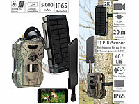 VisorTech 4G/LTE-Akku-Wildkamera mit 2K-Auflösung und Akku-Solarpanel, 5.000 mAh; Wildkameras Wildkameras Wildkameras 